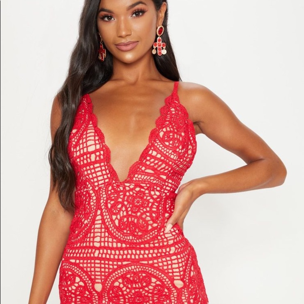 PLT Red Strappy Thick Frill Dress ❤️